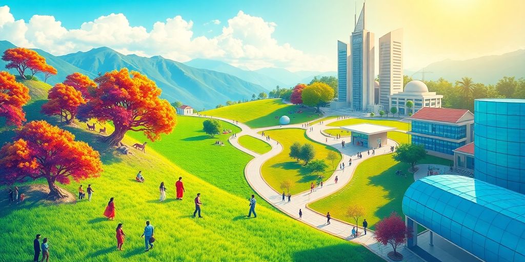 Vielfältige Kulturen und Technologien in harmonischer Koexistenz.