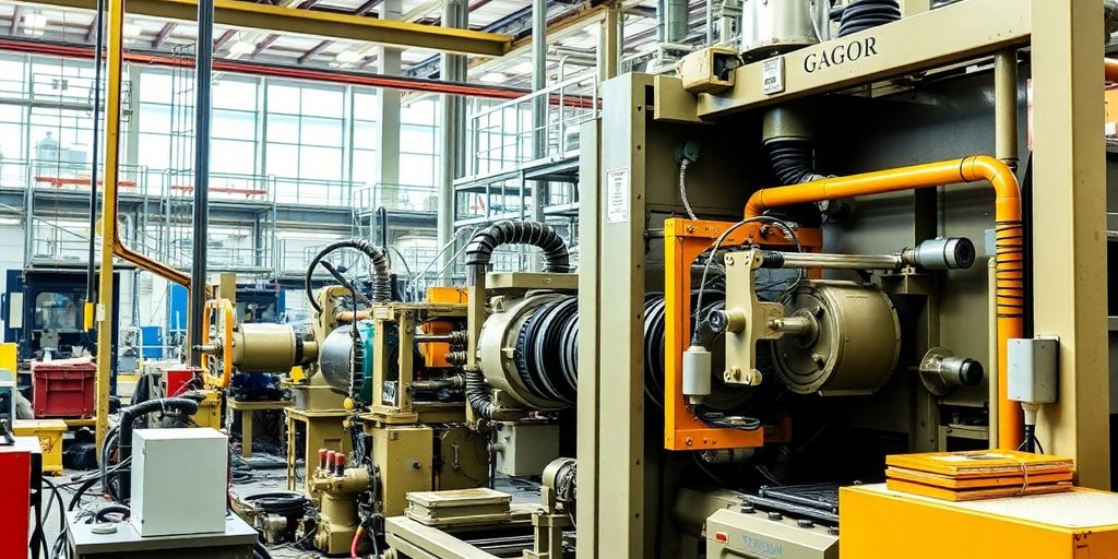 Industrielle Maschinen in einer Fotografie.